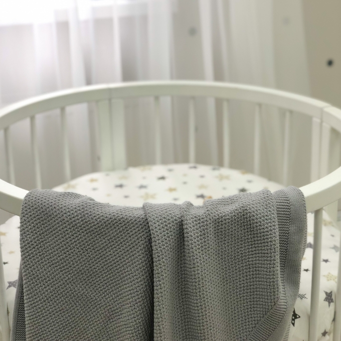 Husa saltea rotunda patut bebe copii cu elastic, Stelute bej (1)
